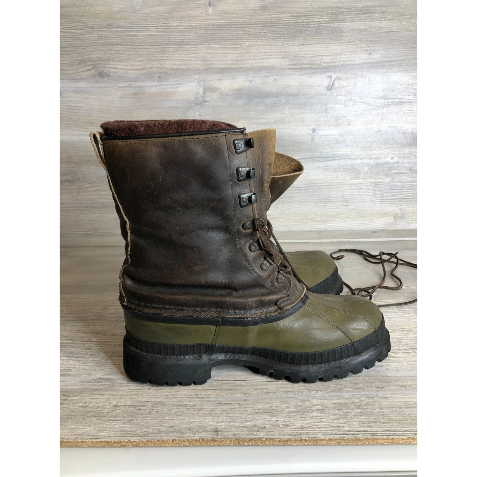 VTG SOREL BOOTS KAUFMAN MENS Size 8 BROWN LEATHER Mark X BOOTS MADE IN CANADA