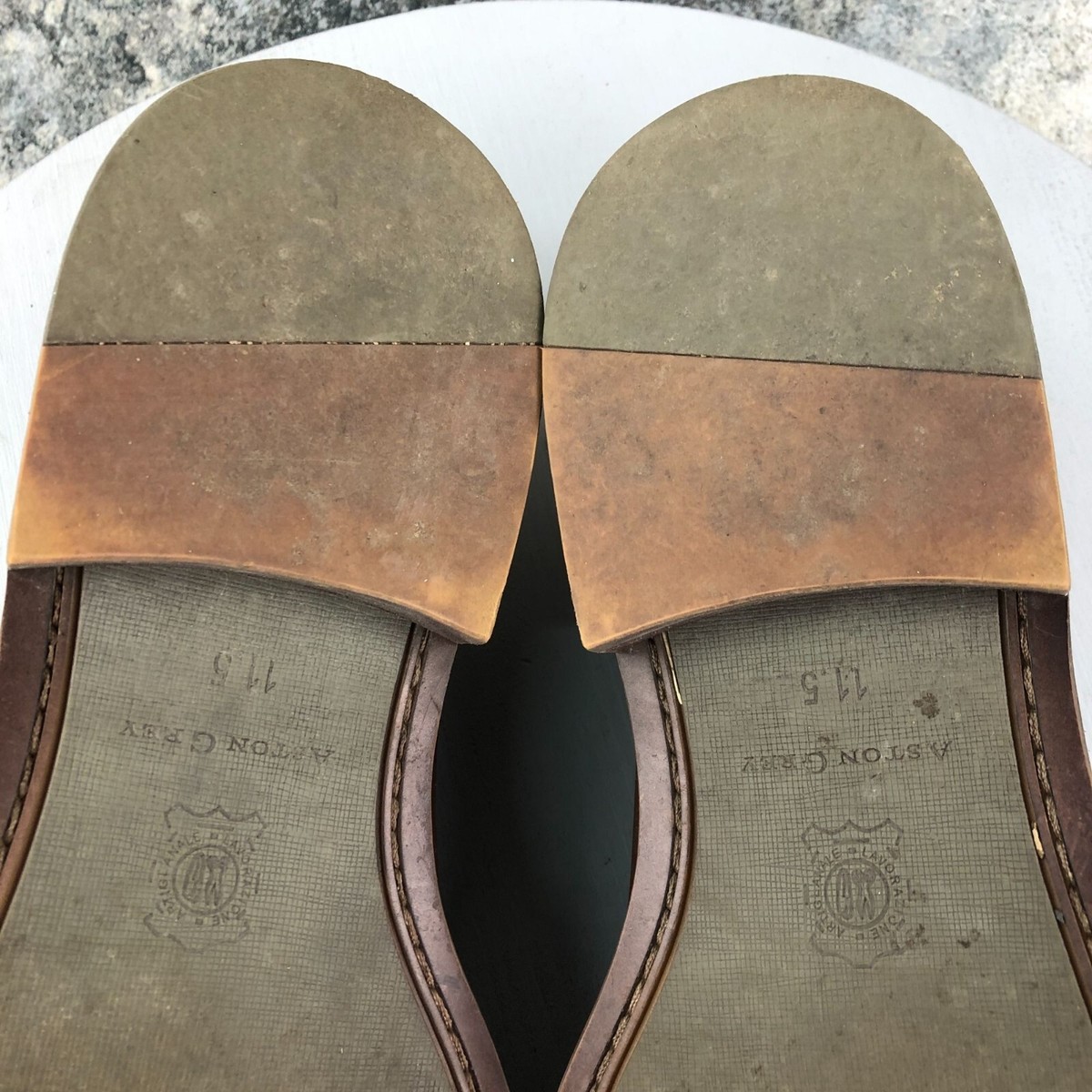 Aston Grey Grenasien Brown Leather Shoes Aston Grey Grenasien Mens Size 10.5 Black Leather Almond Toe  main image 2