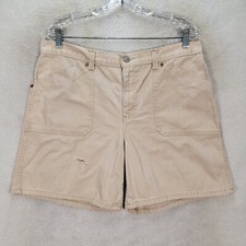 Vtg Faded Glory Beige Cotton Distressed High Classic Chino Womens Shorts Size 14