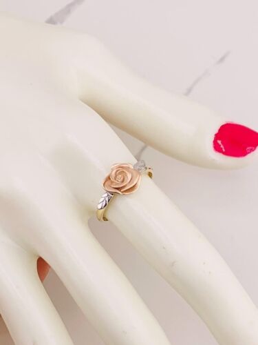 Real 10k Gold Ring flower or Rose 6 - 8 Rose ring - Anillo en oro autentico 10 - Picture 3 of 20