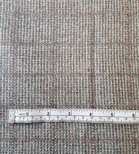 Plaid 100% Wool Suiting Fabric Brown Tan Blue Red 58" x 2-1/2 yds - Beautiful - Picture 4 of 6