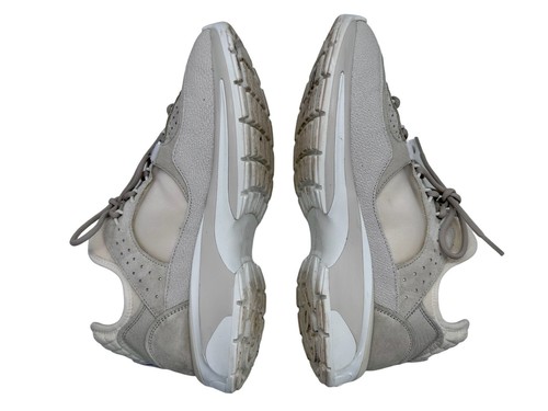 Chanel sneaker camoscio tessuto taglia 40,5 avorio beige pelle logo CC scarpe - Foto 8 di 9