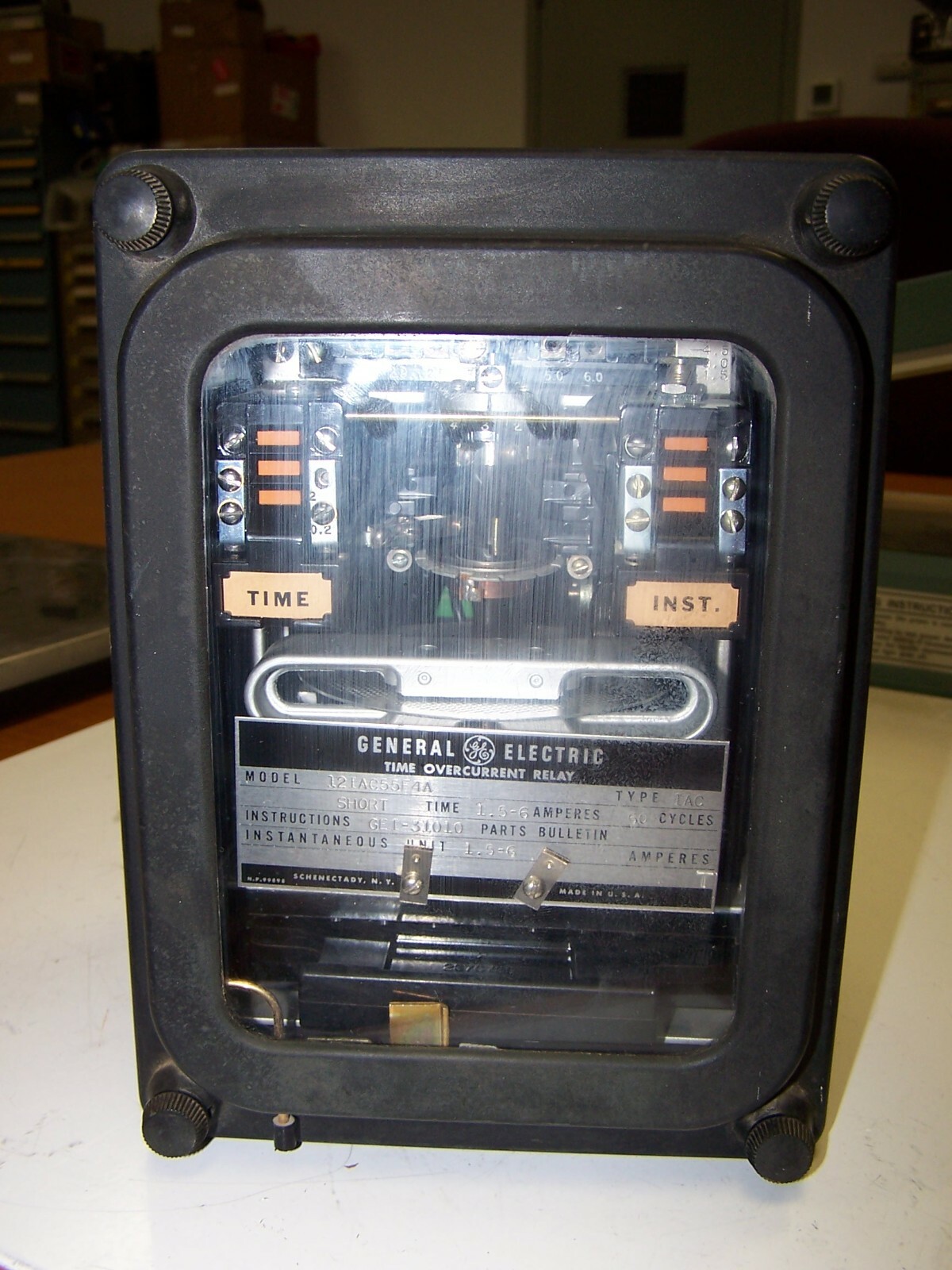 👀GE GENERAL ELECTRIC TYPE IAC TIME OVERCURRENT RELAY 1.5-6A 60 CYCLE 12IAC55F4
