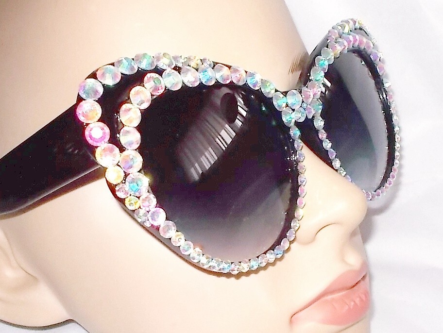 SUNGLASSES OVERSIZED CAT EYE STYLE BLINGED OUT CRYSTAL RHINESTONES FREE US SHP image 3