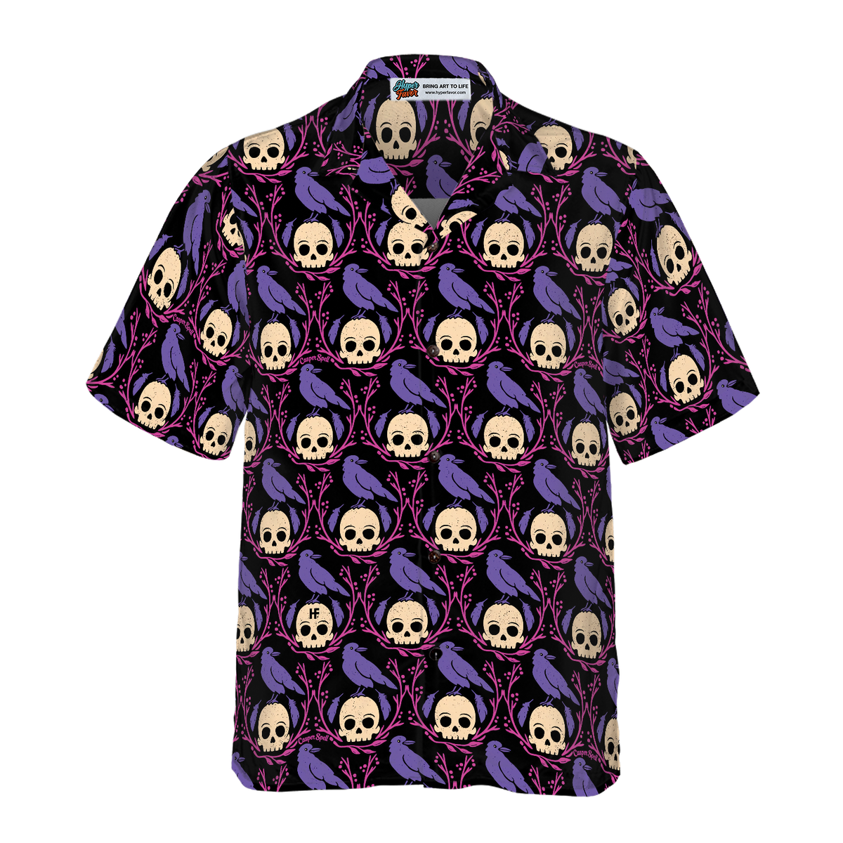 Raven Skull Halloween Hawaiian Shirt for Men - US Size Summer Style - Spooky Tropical Design