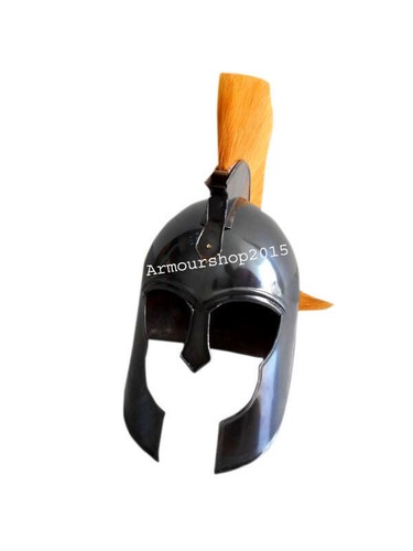 COLLECTIBLE TROY HELMET MEDIVAL BLACK FINISH ARMOUR HELMET HALLOWEEN - Picture 2 of 3