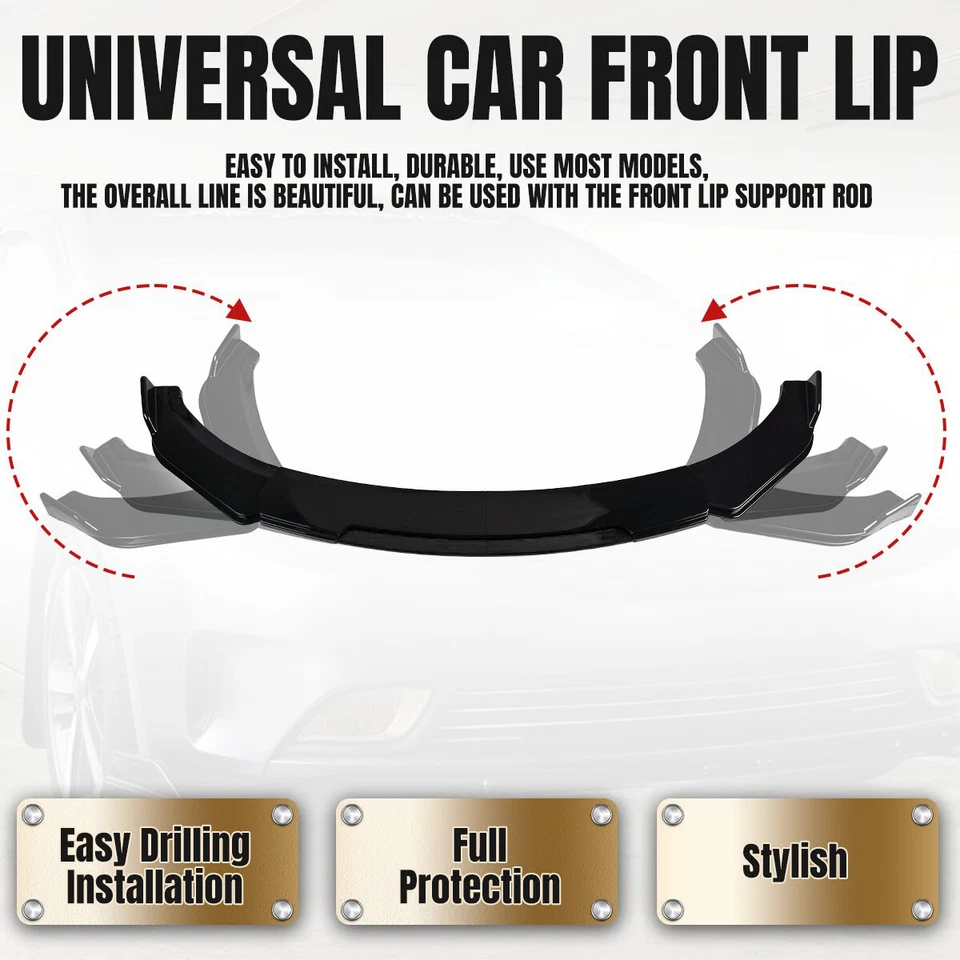 For Audi TT TTS Quattro 6pcs Black Front Bumper Lip Spoiler Splitter Body Kit US - Image 2 of 4