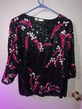 Vintage Marquis By Randall Cosco Sequin Beaded Silk Blouse