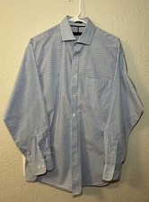 Tommy Hilfiger Shirt Mens M Blue Check Dress Button Up Long Sleeve 