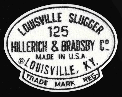 BASEBALL PATCH LOUISVILLE SLUGGER HILLERICH BRADSBY 125 KY 6"X8" LARGE UNUSED
