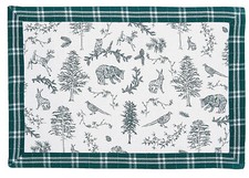 Clayre & Eef Tischset Wild Forest 48 x 33 cm Baumwolle Wald Tiere grün weiß