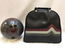 Vintage 14 lb 2 oz Brunswick AXIS Gray Swirl Bowling Ball w/Tricolor Bag