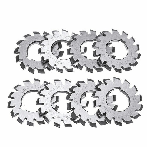 8pcs HSS M1 Gear Cutter Diameter 22mm PA20° 20 Degree #1-8 Involute Gear Cutters - Picture 2 of 12