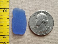 GENUINE BEACH SEA GLASS SURF TUMBLED CORNFLOWER LIGHT BLUE PENDANT FROSTED L01