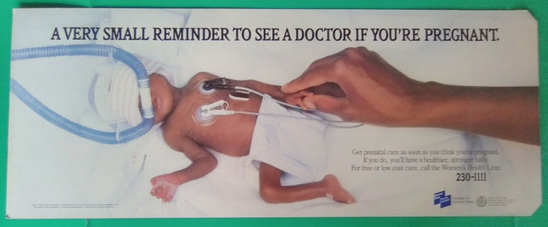 NYC Vintage 1980's Subway Train Art Poster Premature Babies