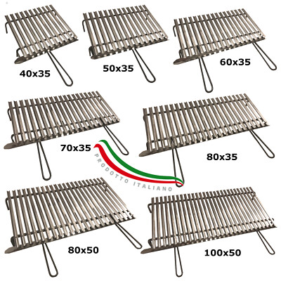Griglia Barbecue In Acciaio Inox 70x37 Cm - Per Camini Interni/Esterni, Spessore 6+4 Mm, Made In EU - Foto 14