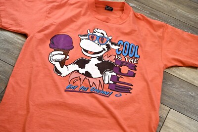 Vintage Cool Is The Rule Eat Ice Cream Shirt Cow XL 