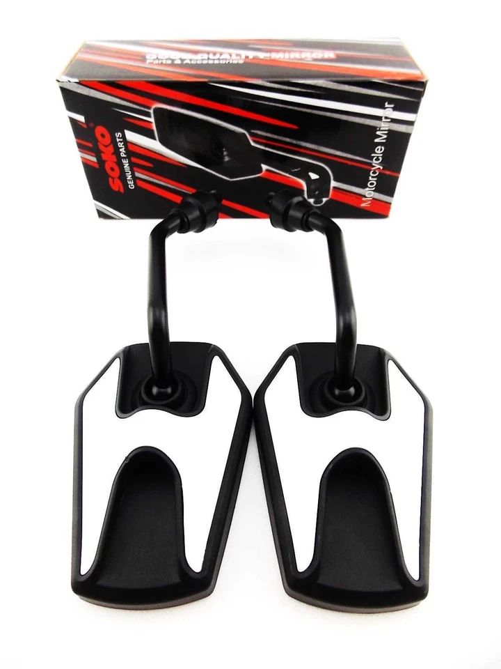 ESPELHOS HEXAGONAIS SOKO HONDA CB160 65-69 PRETO BRANCO - Imagem 2 de 4