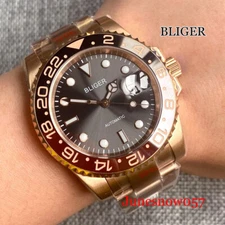 Bronze/Rose Gold Coated NH35A Automatic Watch Men Grey Dial Root Beer insert 