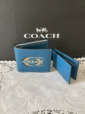 NWT Coach Leather 3 In 1 Wallet With Coach Stamp CH084 Blue Jay