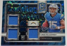 2024 Panini Spectra Ladd Mcconkey Building Blocks Neon Blue Rookie Patch #34/60.
