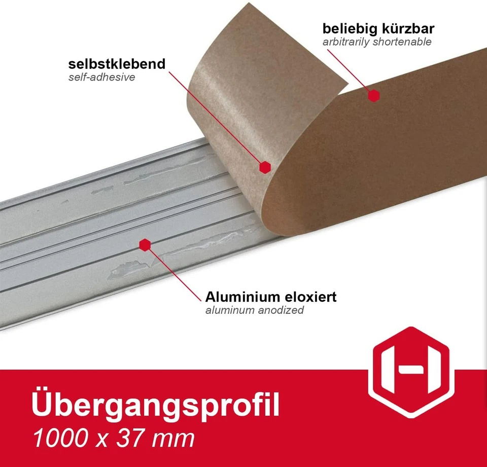 Übergangsprofil Flach selbstklebend Alu Bodenprofil Abdeckleiste Profil Kleben - Bild 3 von 4
