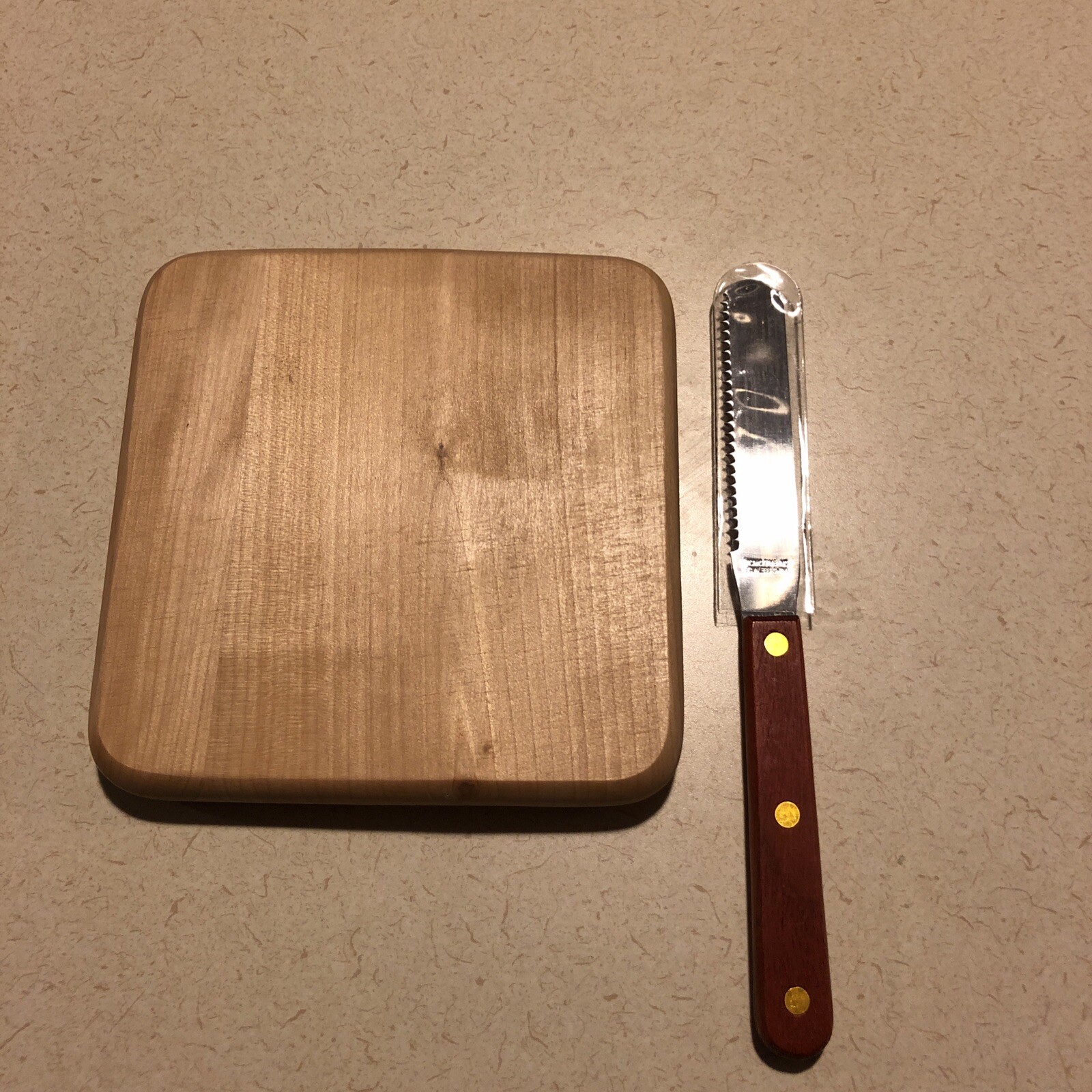 Cutting Board and Knife  5 1/2 Square Picnic Time Knife Charcuterie-image