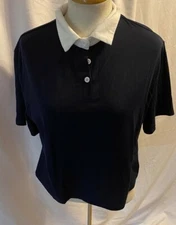 Shein Women's Large Collared Blue Crop Top