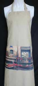 Tweel Canvas Gardening Apron Slip-Down Pockets Venice Gondolas 36" Length