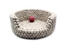 Grey Felt Dog House - Wool Pet Bed - Handmade Cozy Dog Bed - Pet Bedding