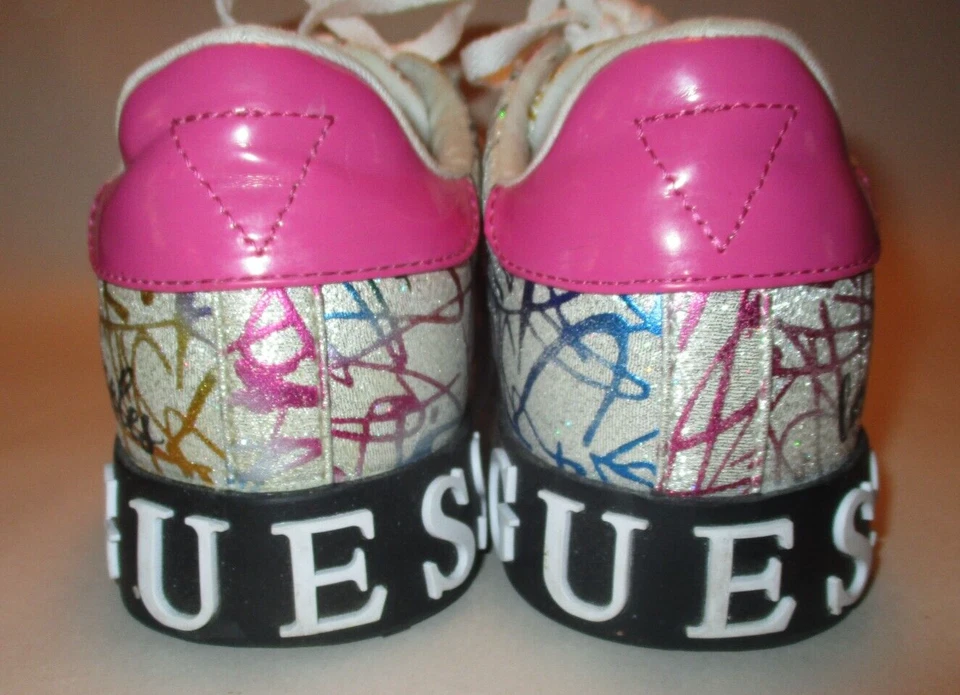 GUESS Women 6.5M Hidden Wedge Heel Multicolor Sparkle Colorful Comfort Sneakers - Image 3 of 4