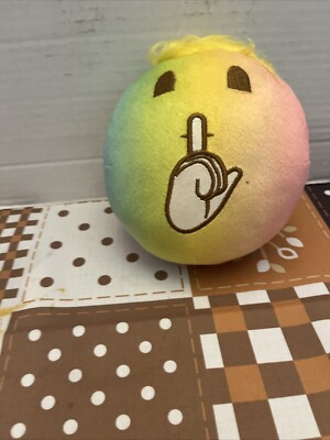 Rainbow Tye Dyed Emoji With Finger To Mouth Shhhh Quiet Soft Ball Round Plush