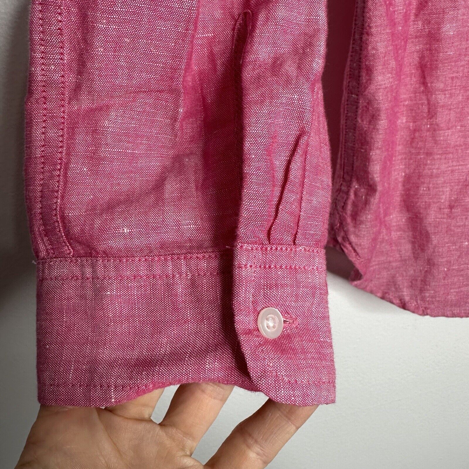 Talbots Womens Popover Blouse Pink Long Sleeve Li… - image 3