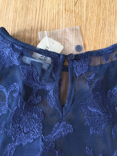 Girls Navy Blue Lace Drop Waisted Dress Age 12-16 - Picture 8 of 9
