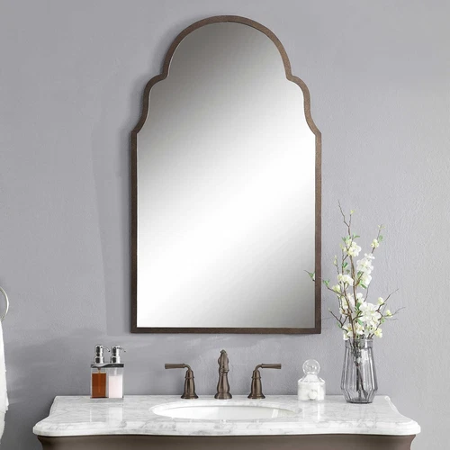 BRAYDEN XL 41" ARCHED FORGED IRON WALL VANITY MIRROR UTTERMOST 12668 - Picture 2 of 5