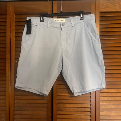 Hawk's Bay Shorts Mens Size 38 x 10 Gray Chino Flex Stretch Technology New