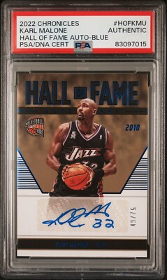 Karl Malone Jazz 2022 Chronicles Hall Of Fame Auto Blue 