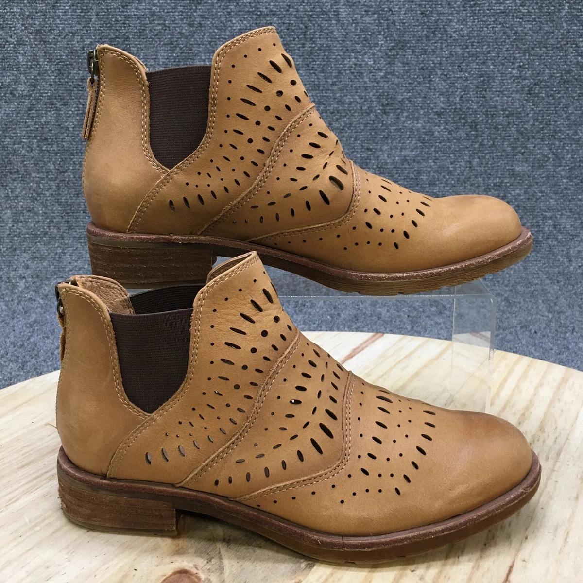 Sofft Boots Womens 6.5 Brenley Ankle Booties Brown Leather Cut Out