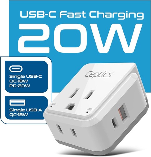Ceptics UK, Ireland Power Adapter Travel, Includes Type G Swadapt Attachments - 第 2/7 張圖片