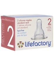 Lifefactory Stage 2 Silicone Nipples, 3-6 Months, 2-Pack NEW