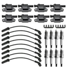 8* Square Ignition Coils & Spark Plugs &Wires For Chevy Silverado 1500 Tahoe GMC