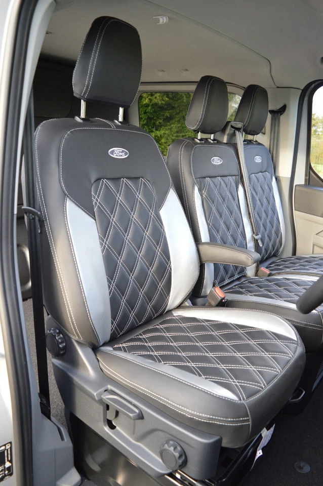 FORD TRANSIT CUSTOM 2024 - Black AND SILVER DIAMOND SEAT COVERS - Изображение 3 из 4