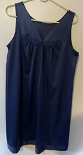 Vintage Vanity Fair Womens Navy Blue Nightgown Appliqu Knee High Medium