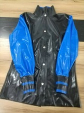 Latex Gummi Schwarz Cosplay Sport Coat Tight Kostüm Obertei Ganzanzug Tops 0.4mm