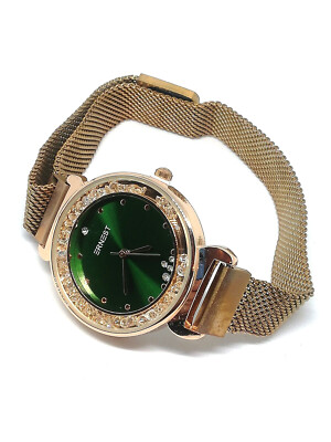 Montre Femme Ernest Strass Diamant Doré Vert - Mouvement Quartz - Réf. 11 - Neuf