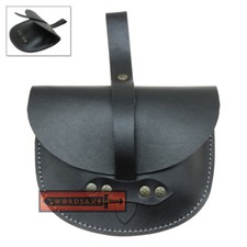 Black Leather Renaissance Coin Purse Medieval Style Belt Pouch Noble's Hip Bag
