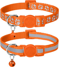 2 Pack Reflective Breakaway Cat Collar with Bell, Orange