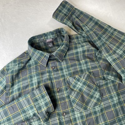 Outdoor Research Kulshan Flannel Shirt Mens XL Green Soft Plaid Button Up Nature