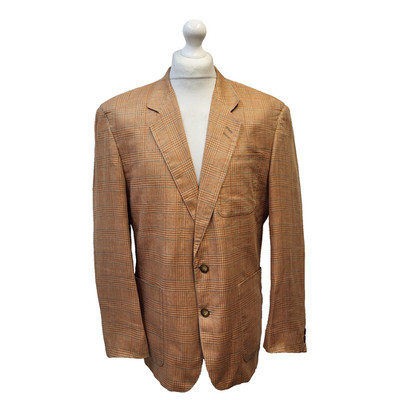 Vintage Rodier Hommes Anzug Blazer Sakko Kupfer Kariert Herren UK Größe M