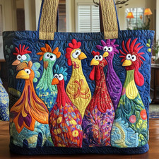 Personalized Chicken Hen Rooster Farmhouse Animal Farmer Quilted Tote Bag Gift